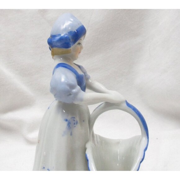 Blue Dutch girl with Basket, Trinket Catch, Japan, Delft style, - Picture 4 of 7